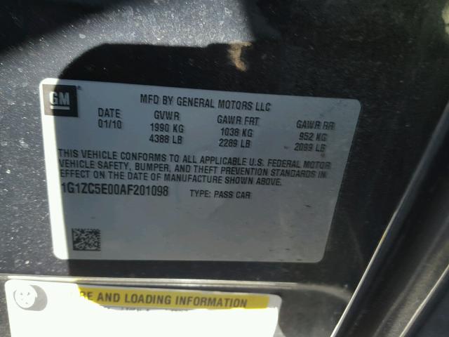 1G1ZC5E00AF201098 - 2010 CHEVROLET MALIBU 1LT 黑色 照片 10