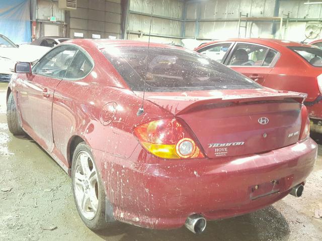 KMHHN65F36U229077 - 2006 HYUNDAI TIBURON GT RED photo 3