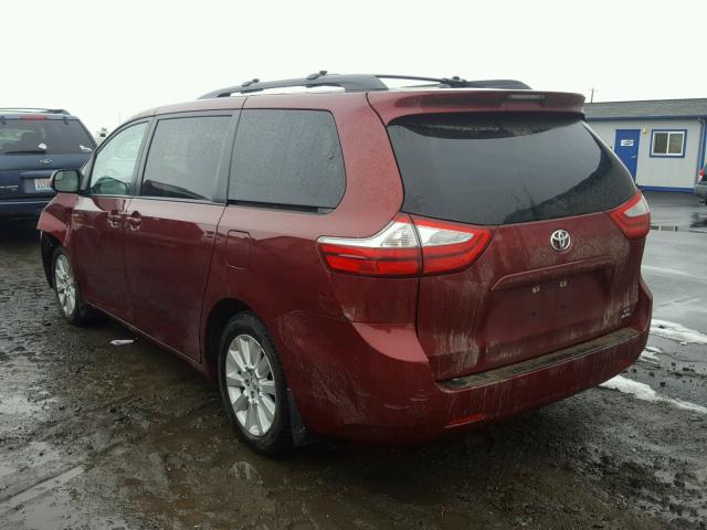 5TDJK3DC5FS110830 - 2015 TOYOTA SIENNA LE MAROON photo 3