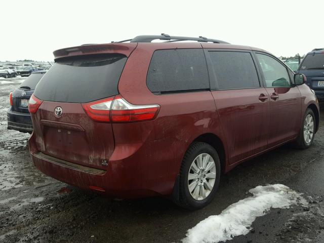 5TDJK3DC5FS110830 - 2015 TOYOTA SIENNA LE MAROON photo 4