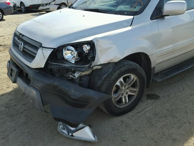 2HKYF18544H571488 - 2004 HONDA PILOT EXL SILVER photo 9