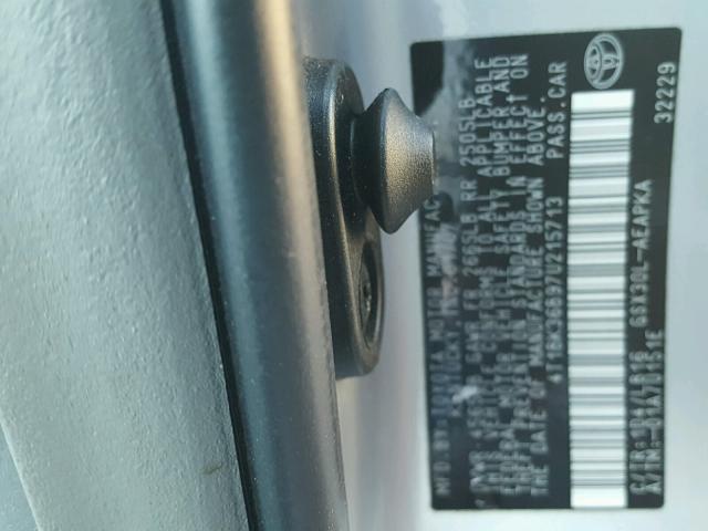 4T1BK36B97U215713 - 2007 TOYOTA AVALON XL SILVER photo 10