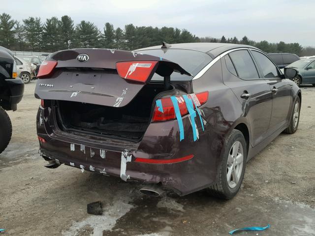 5XXGM4A71FG385209 - 2015 KIA OPTIMA LX MAROON photo 4