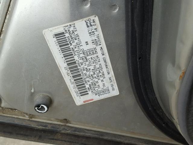 JT6HF10U9Y0152887 - 2000 LEXUS RX 300 GRAY photo 10