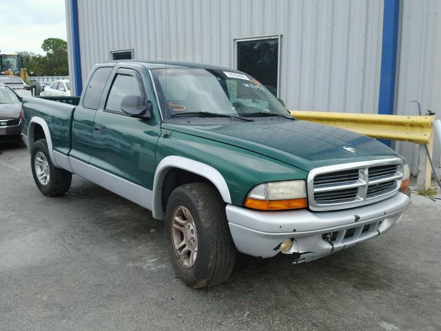 1D7GL42K44S524604 - 2004 DODGE DAKOTA SLT GREEN photo 1