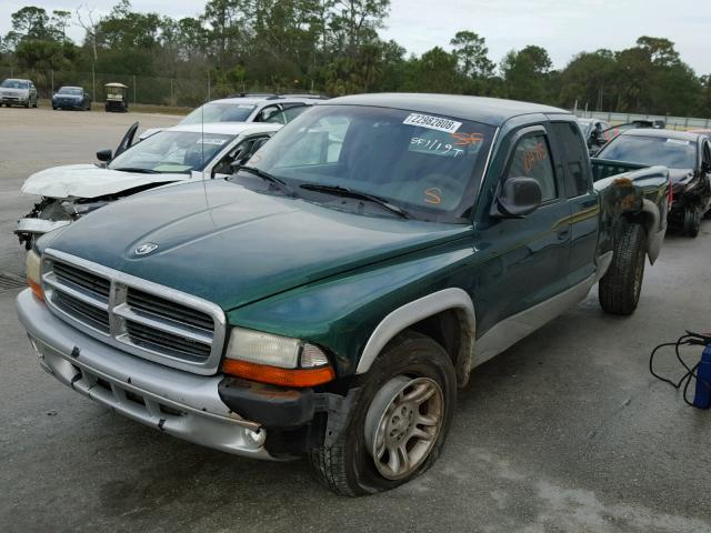 1D7GL42K44S524604 - 2004 DODGE DAKOTA SLT GREEN photo 2