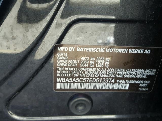 WBA5A5C57ED512374 - 2014 BMW 528 I GRAY photo 10