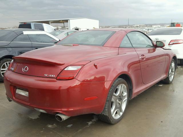 JTHFN48Y869005267 - 2006 LEXUS SC 430 BURGUNDY photo 4