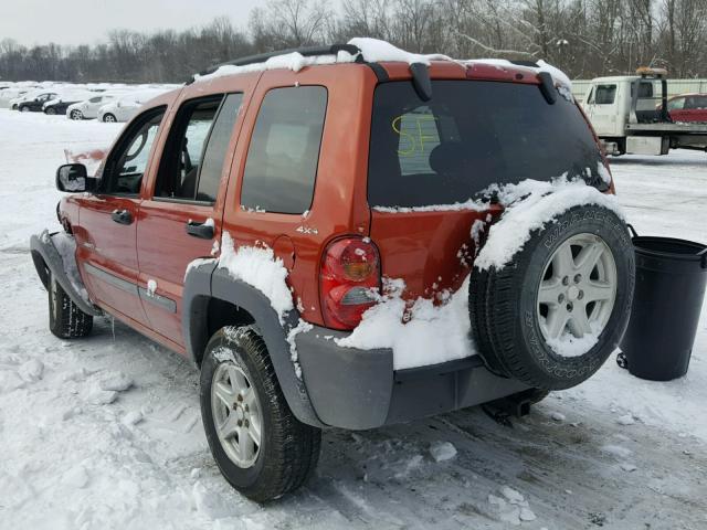 1J4GL48K72W195320 - 2002 JEEP LIBERTY SP ORANGE photo 3