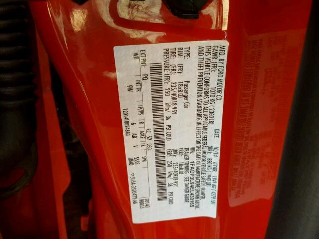 1FADP3L94EL430165 - 2014 FORD FOCUS ST RED photo 10