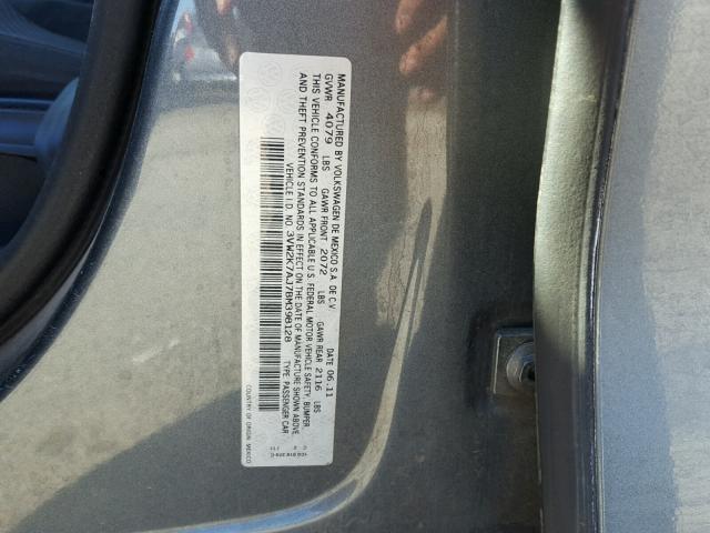 3VW2K7AJ7BM398128 - 2011 VOLKSWAGEN JETTA BASE 灰色 照片 10