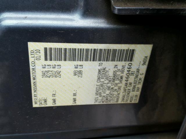 1N4AL2AP1AN460460 - 2010 NISSAN ALTIMA BAS BLUE photo 10