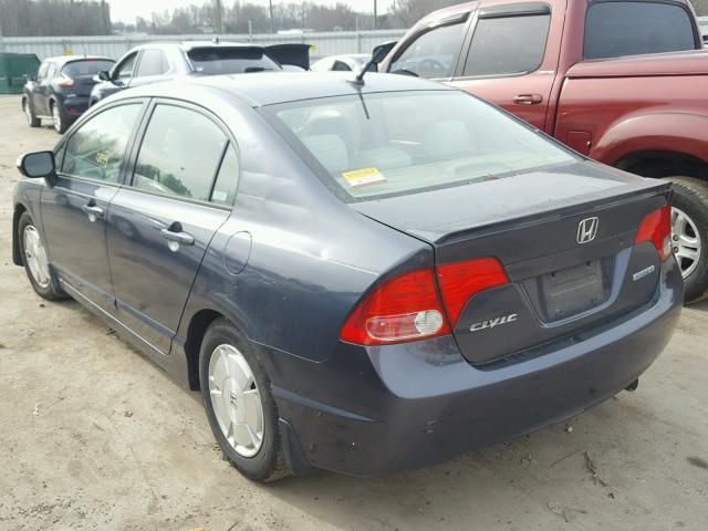 JHMFA36206S009410 - 2006 HONDA CIVIC HYBR BLUE photo 3