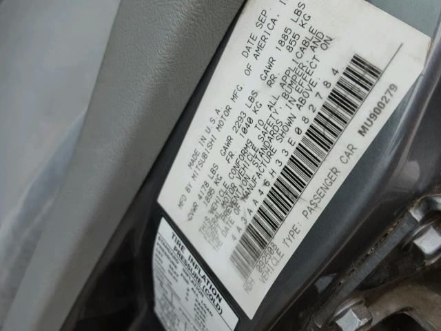 4A3AA46H33E082784 - 2003 MITSUBISHI GALANT ES GRAY photo 10