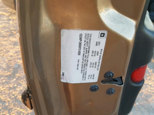 1G2WP12K6XF314399 - 1999 PONTIAC GRAND PRIX GOLD photo 10