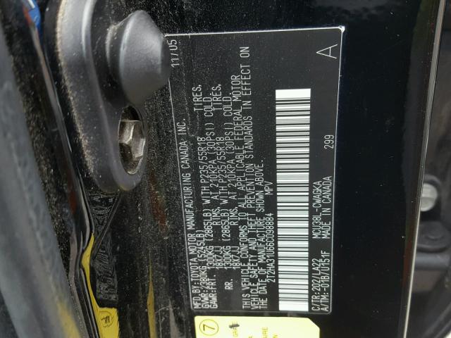 2T2HA31U66C098884 - 2006 LEXUS RX 330 BLACK photo 10