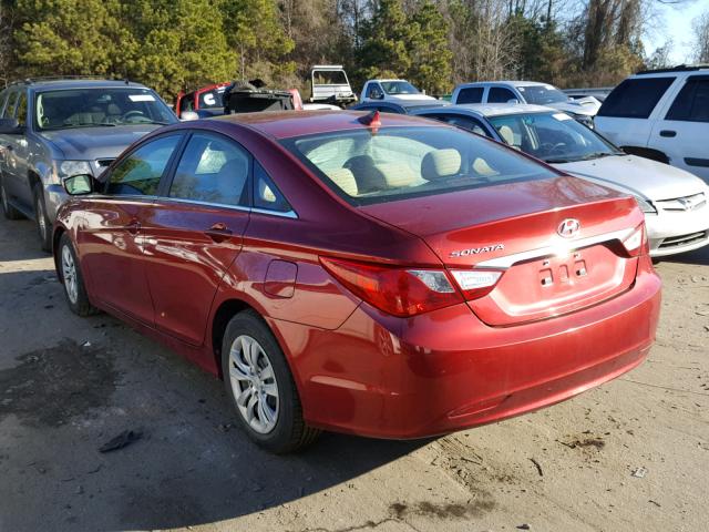 5NPEB4ACXBH047056 - 2011 HYUNDAI SONATA GLS RED photo 3