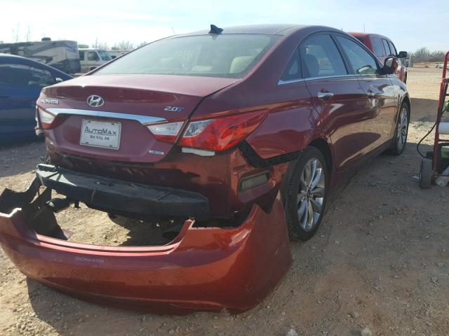 5NPEC4AB7DH562233 - 2013 HYUNDAI SONATA SE RED photo 4