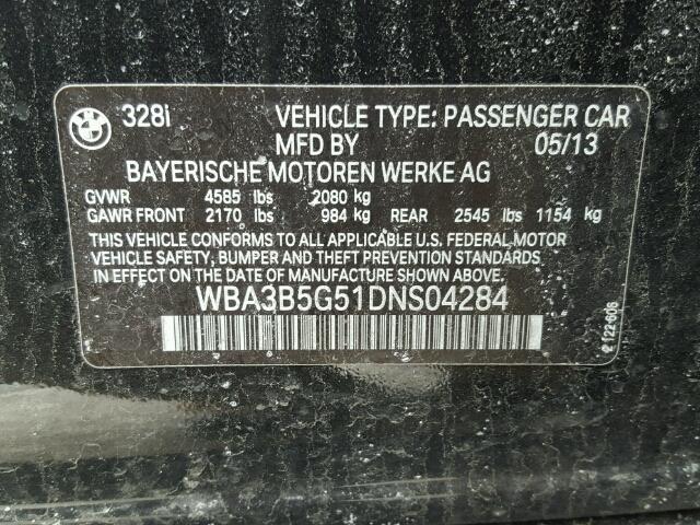 WBA3B5G51DNS04284 - 2013 BMW 328 XI SUL BLACK photo 10