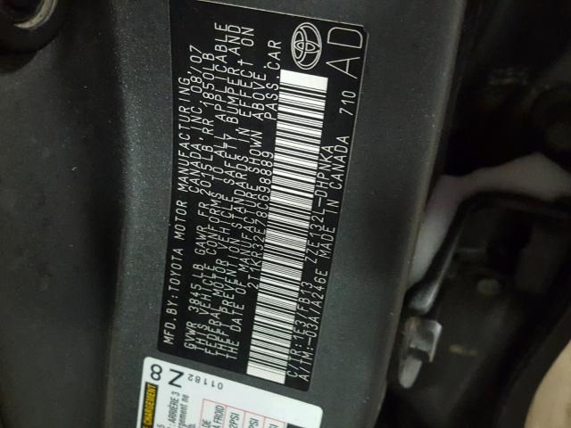 2T1KR32E78C698889 - 2008 TOYOTA MATRIX GRAY photo 10