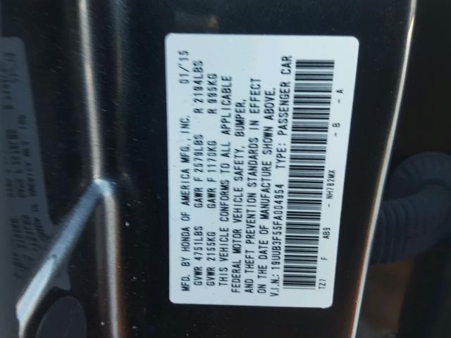 19UUB3F55FA004954 - 2015 ACURA TLX TECH GRAY photo 10