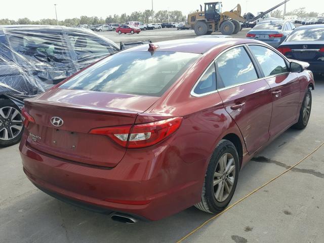 5NPE24AF5FH172224 - 2015 HYUNDAI SONATA SE RED photo 4