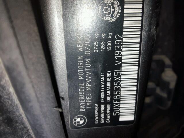 5UXFB535X5LV19392 - 2005 BMW X5 4.4I GRAY photo 10