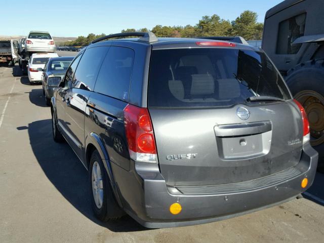 5N1BV28U55N109377 - 2005 NISSAN QUEST S GRAY photo 3