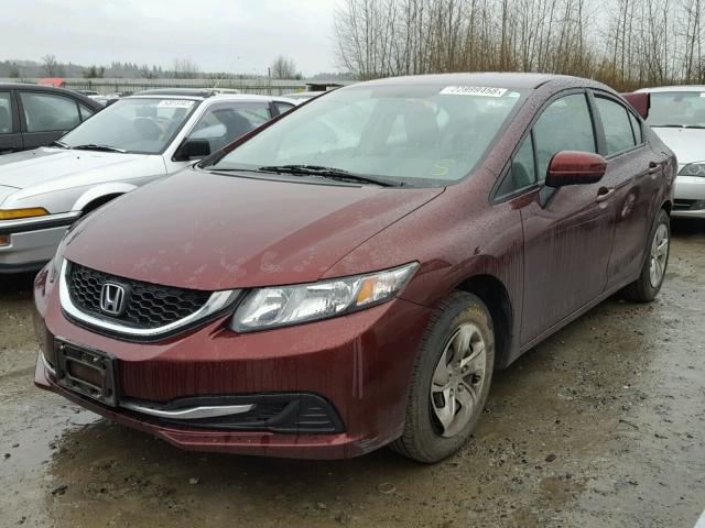 19XFB2F50EE215444 - 2014 HONDA CIVIC LX MAROON photo 2