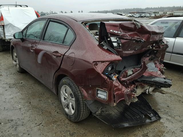 19XFB2F50EE215444 - 2014 HONDA CIVIC LX MAROON photo 3