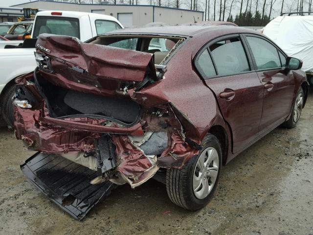 19XFB2F50EE215444 - 2014 HONDA CIVIC LX MAROON photo 4