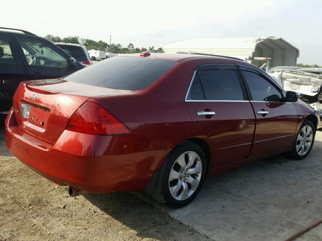 1HGCM56837A207418 - 2007 HONDA ACCORD EX RED photo 4