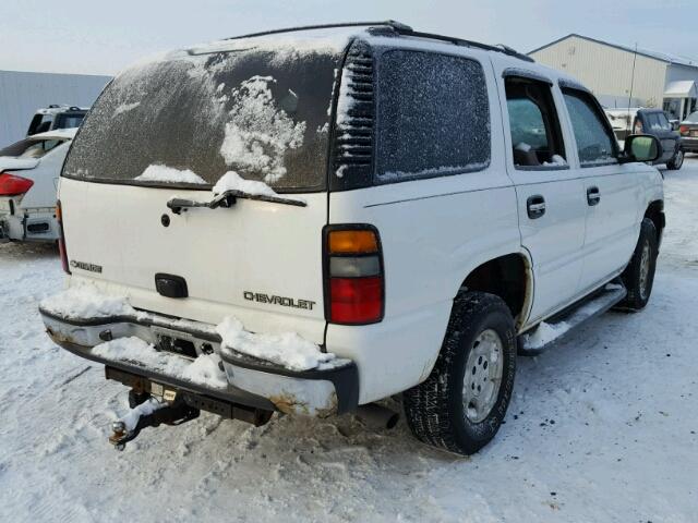 1GNEK13T75J196619 - 2005 CHEVROLET TAHOE K150 WHITE photo 4