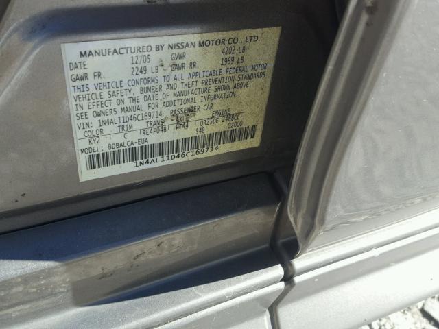 1N4AL11D46C169714 - 2006 NISSAN ALTIMA S TAN photo 10