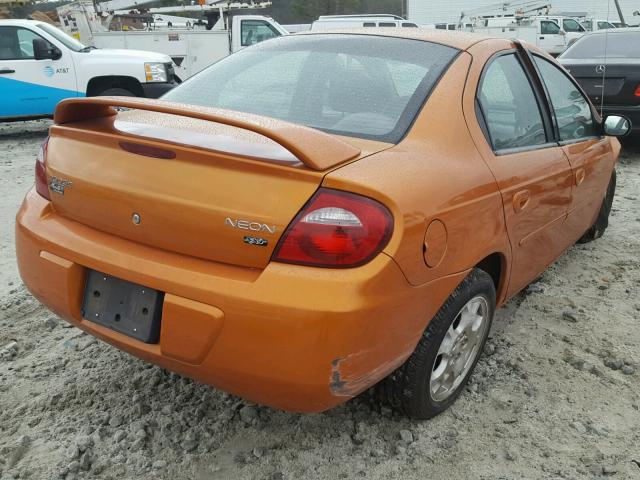 1B3ES56C35D258528 - 2005 DODGE NEON SXT ORANGE photo 4