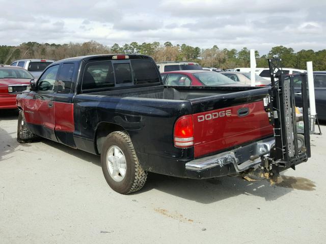 1B7GL23X8VS284662 - 1997 DODGE DAKOTA BLACK photo 3