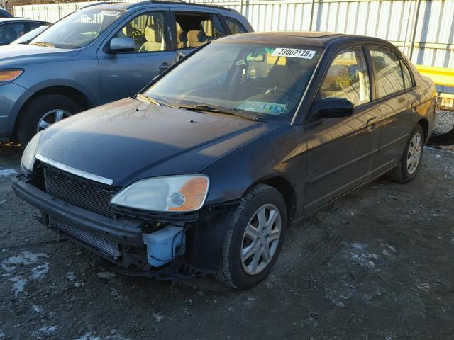 2HGES26793H604244 - 2003 HONDA CIVIC EX BLACK photo 2