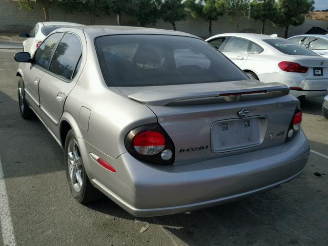 JN1CA31D01T616488 - 2001 NISSAN MAXIMA GXE GRAY photo 3