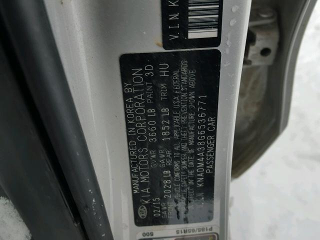 KNADM4A38G6536771 - 2016 KIA RIO LX Արծաթագույն լուսանկար 10
