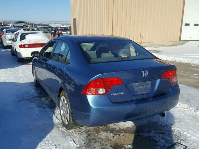 1HGFA16508L080511 - 2008 HONDA CIVIC LX BLUE photo 3