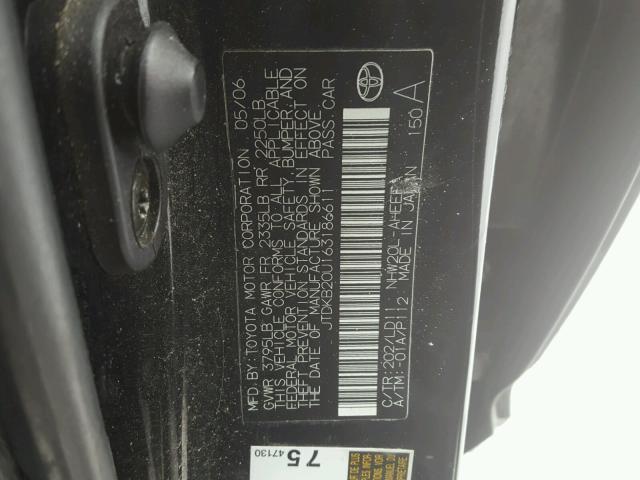 JTDKB20U163186611 - 2006 TOYOTA PRIUS BLACK photo 10