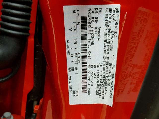 1FADP3F23HL210065 - 2017 FORD FOCUS SE RED photo 10
