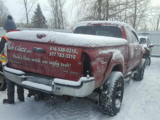 5TEUU42N36Z194022 - 2006 TOYOTA TACOMA ACC RED photo 4