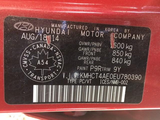 KMHCT4AE0EU780390 - 2014 HYUNDAI ACCENT GLS RED photo 9