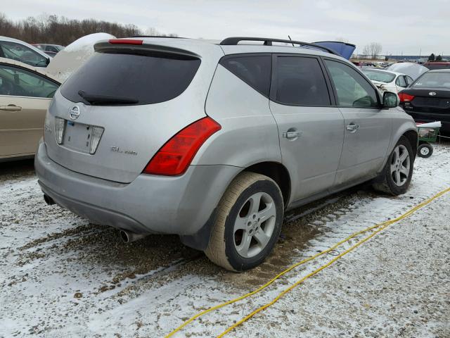 JN8AZ08W44W340665 - 2004 NISSAN MURANO SL SILVER photo 4