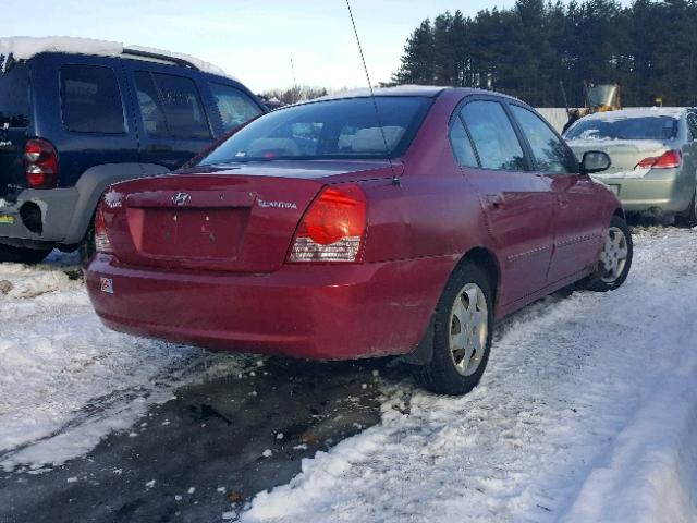 KMHDN46D04U801655 - 2004 HYUNDAI ELANTRA GL RED photo 4