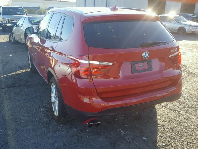 5UXWX9C54F0D47200 - 2015 BMW X3 XDRIVE2 RED photo 3