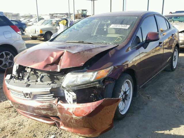 19XFB2F59CE369292 - 2012 HONDA CIVIC LX BURGUNDY photo 2