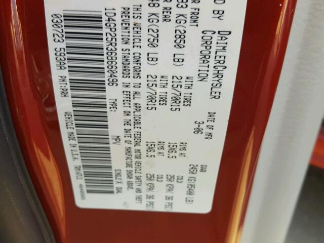 1D4GP25R36B660496 - 2006 DODGE CARAVAN SE RED photo 10