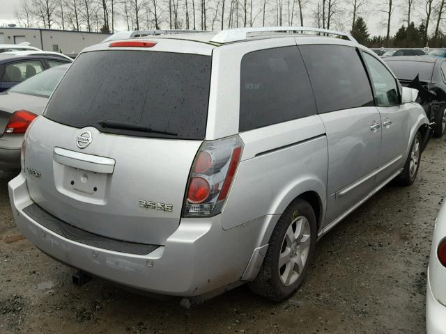 5N1BV28U87N133742 - 2007 NISSAN QUEST S SILVER photo 4